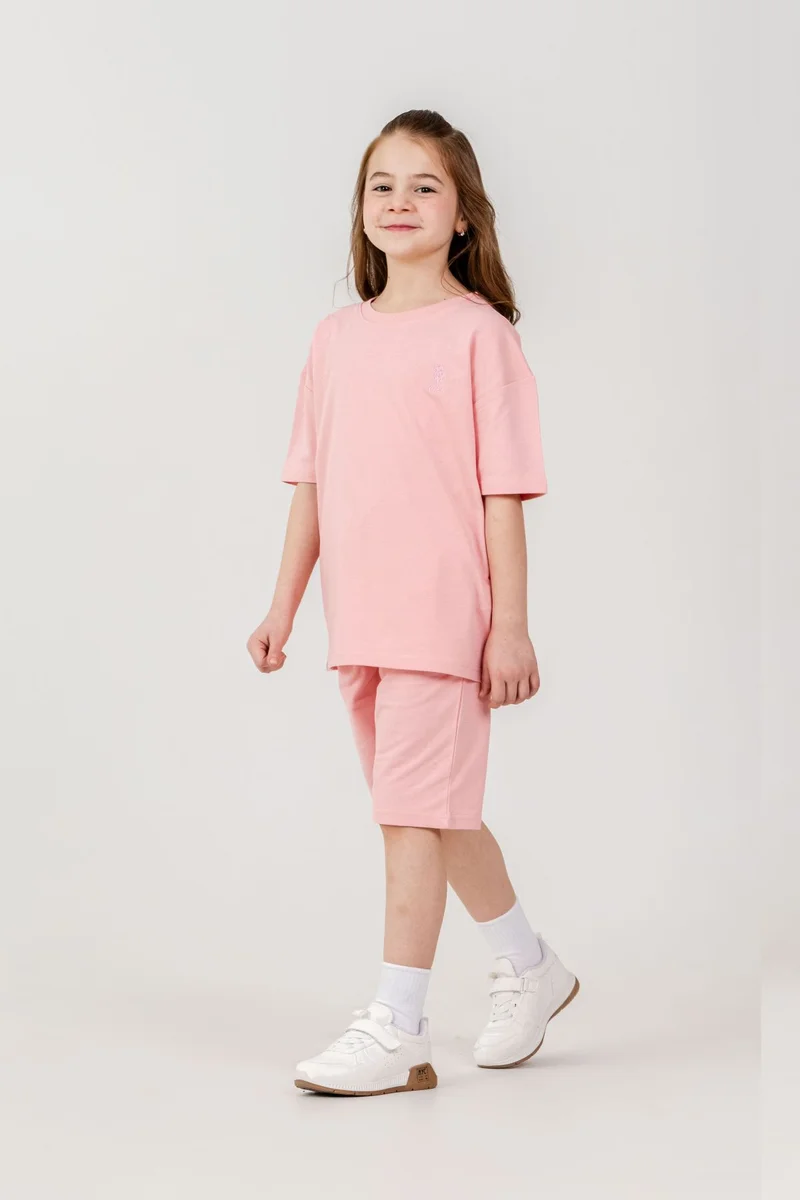 يو اس بولو اسن U.S. Polo Assn. Girls Salmon Bermuda Set